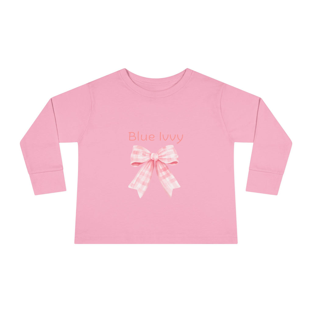 Pink Checkered Bow Long Sleeve