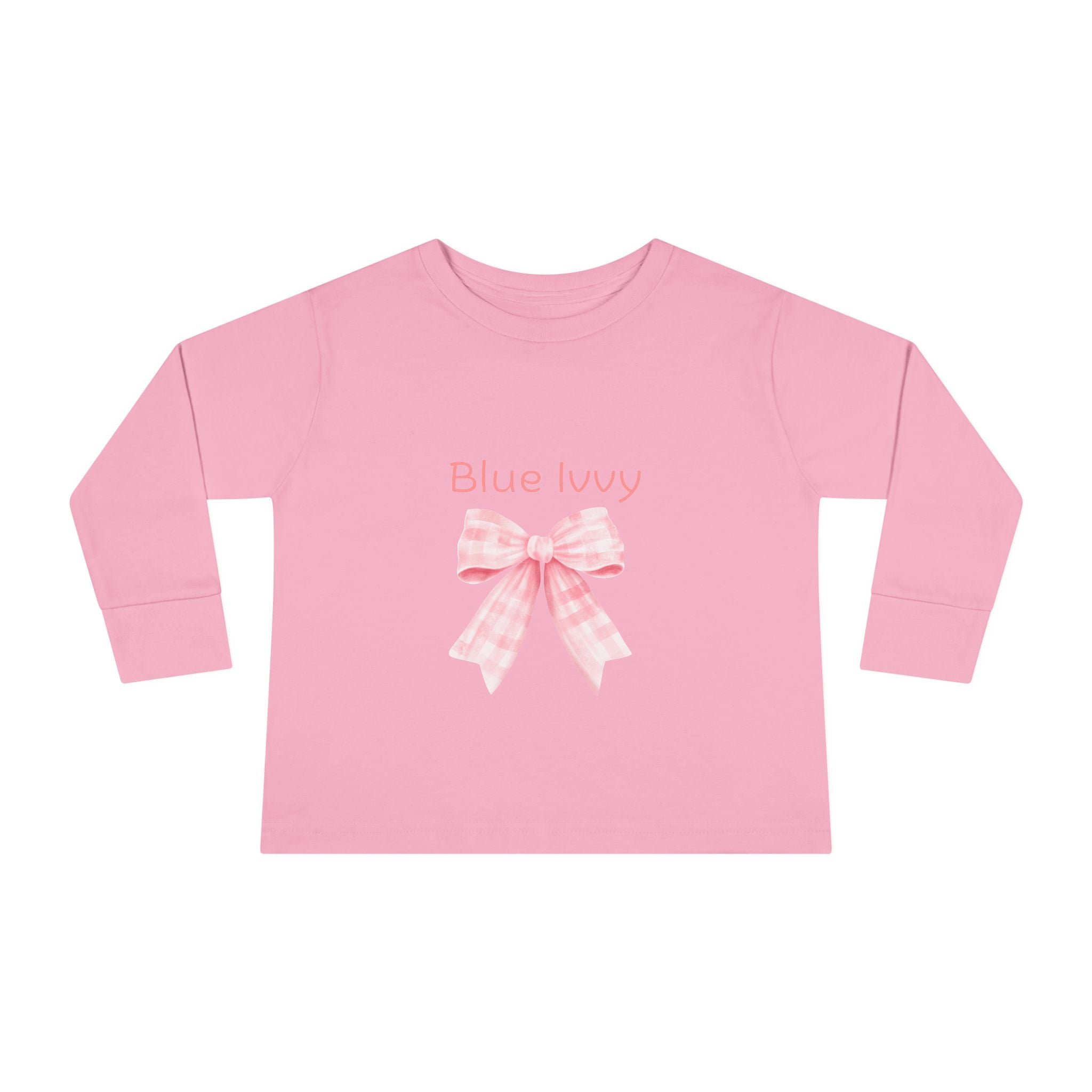 Pink Checkered Bow Long Sleeve