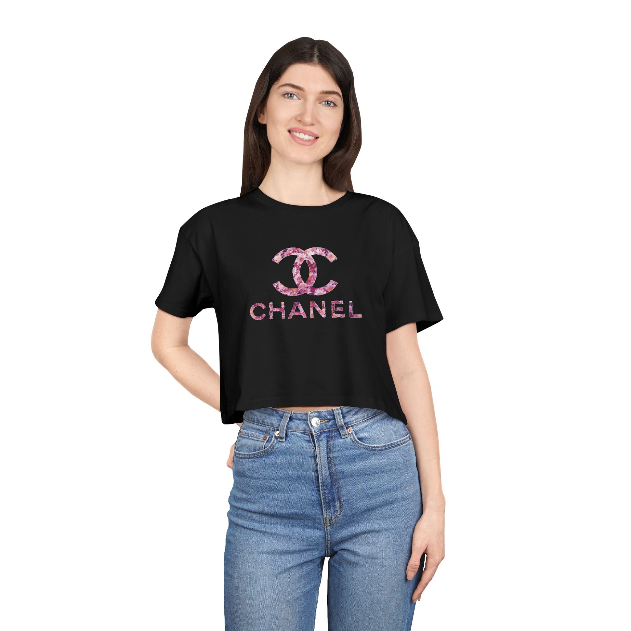 Women's Chanel Glitter Crop Tee