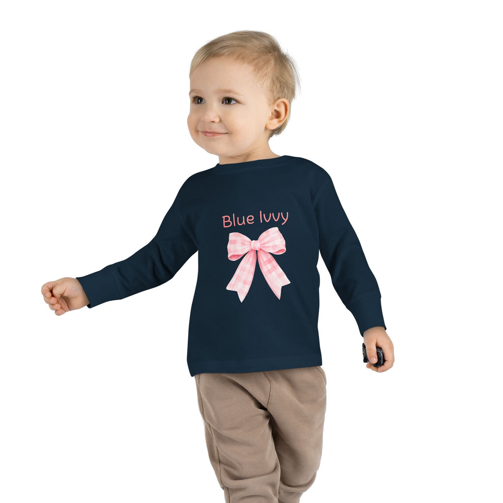 Pink Checkered Bow Long Sleeve