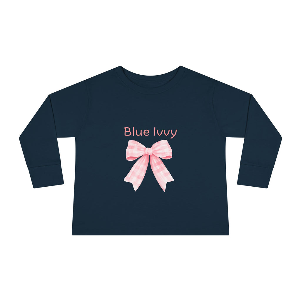 Pink Checkered Bow Long Sleeve