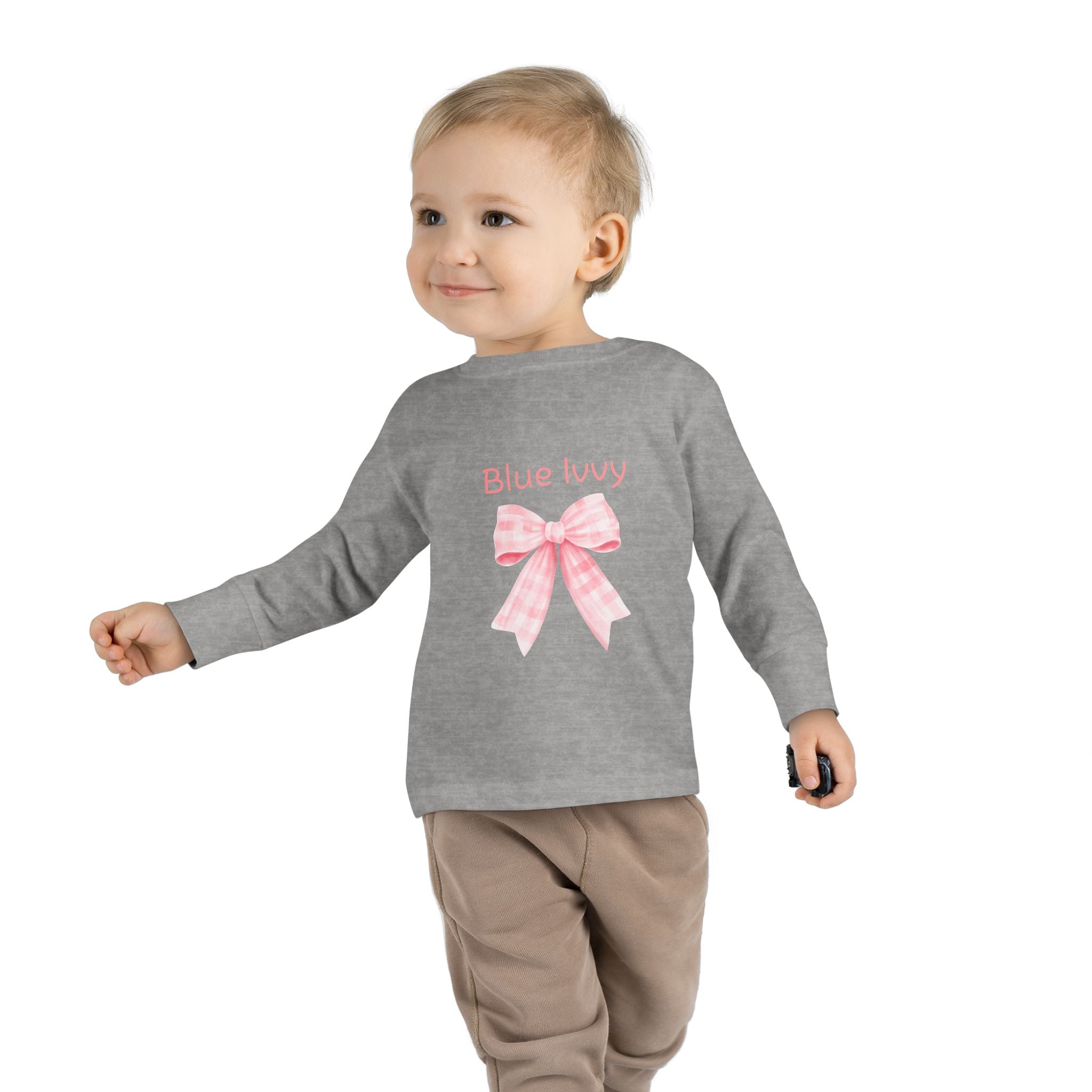 Pink Checkered Bow Long Sleeve