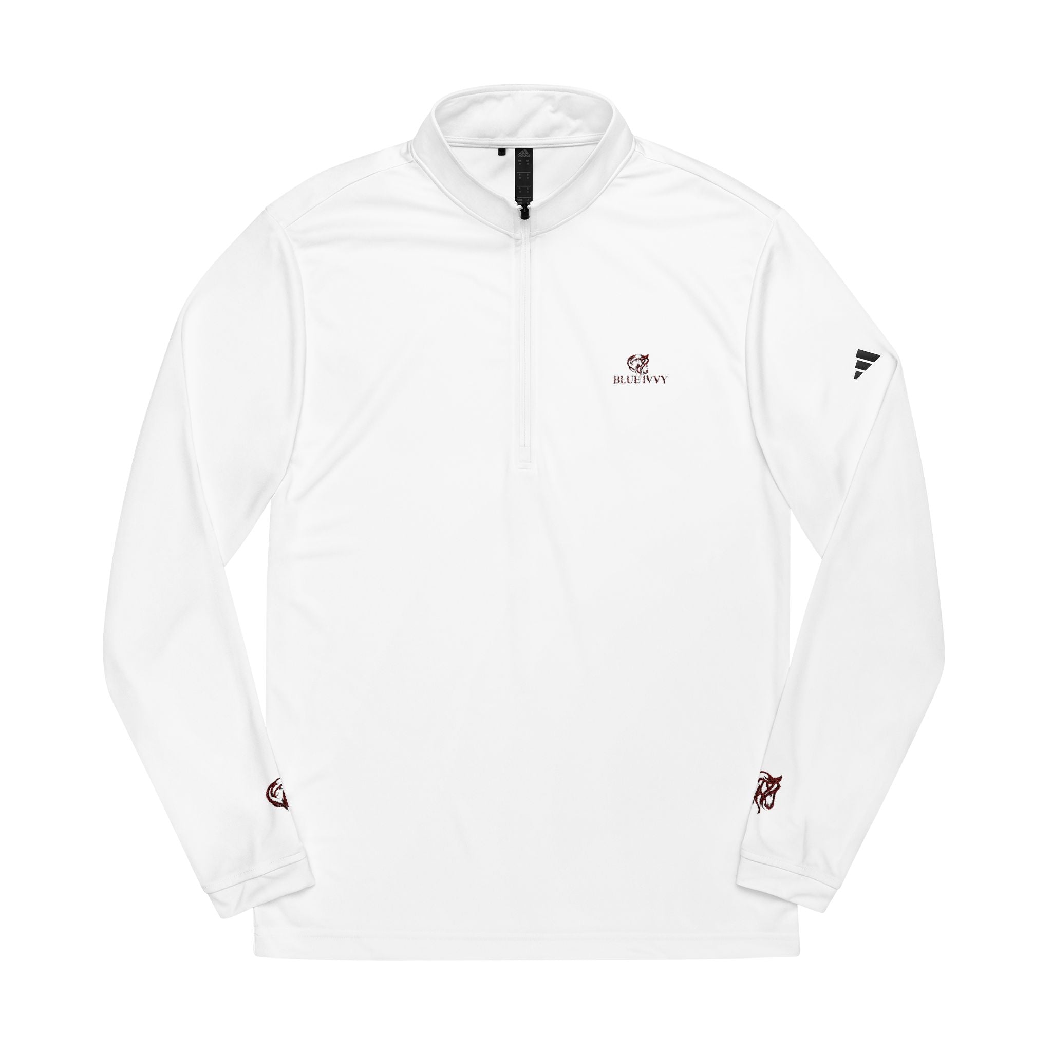 Embroidered Quarter-Zip Pullover — adidas® Lightweight White Performance Top