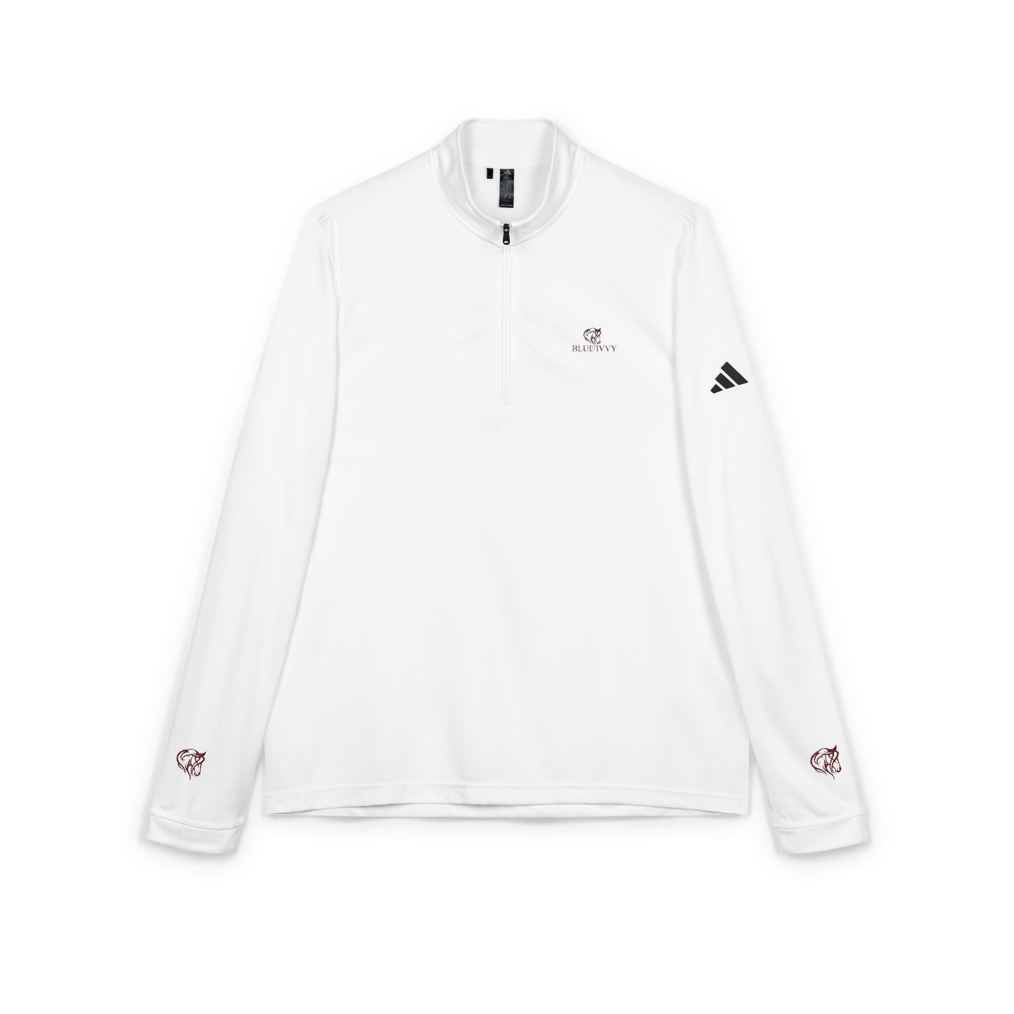 Embroidered Quarter-Zip Pullover — adidas® Lightweight White Performance Top