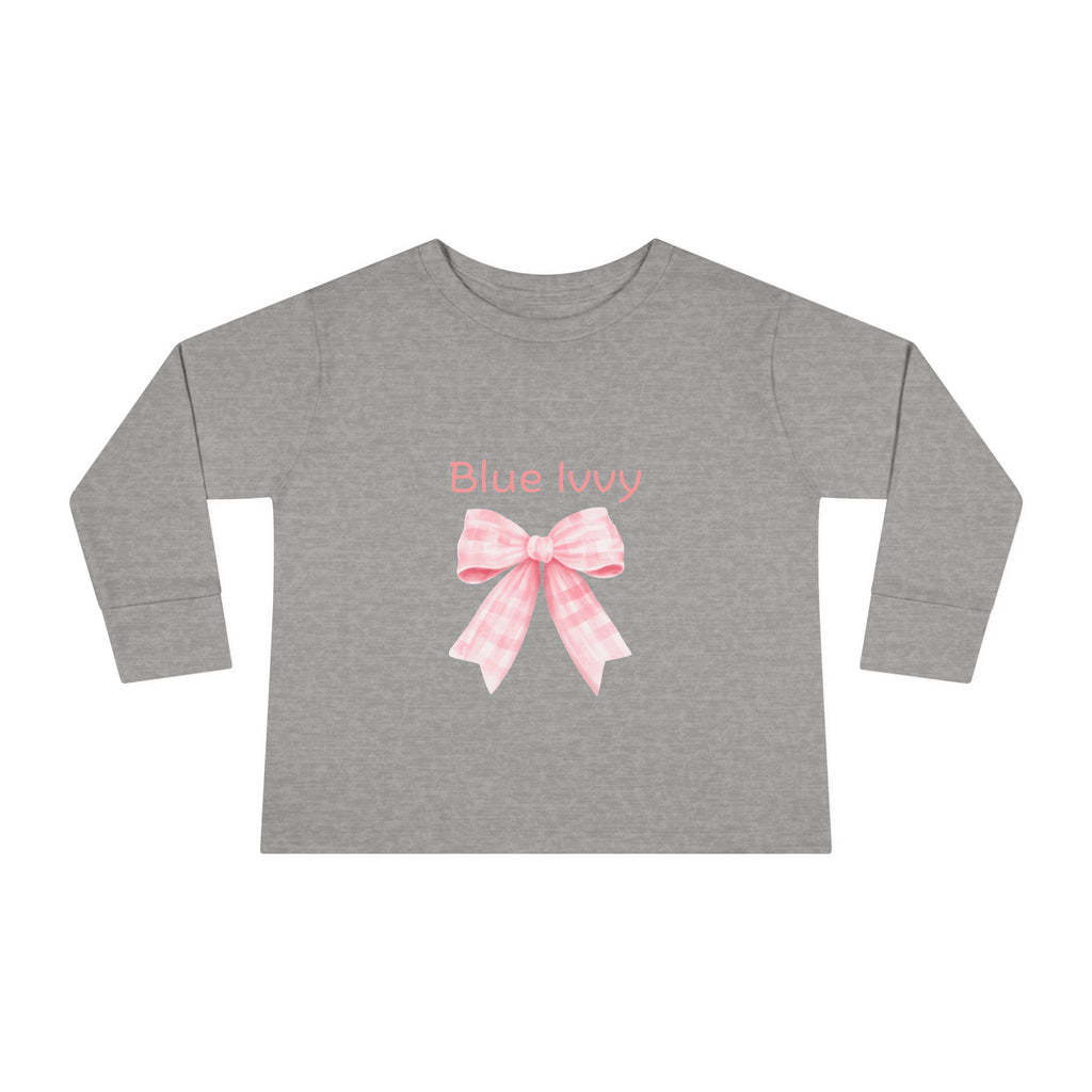 Pink Checkered Bow Long Sleeve