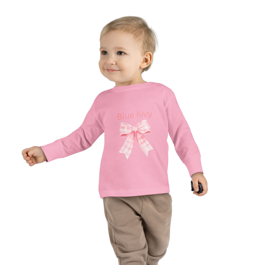 Pink Checkered Bow Long Sleeve