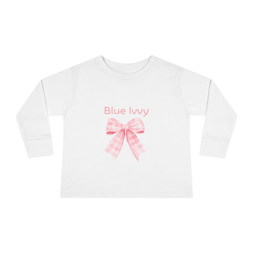 Pink Checkered Bow Long Sleeve