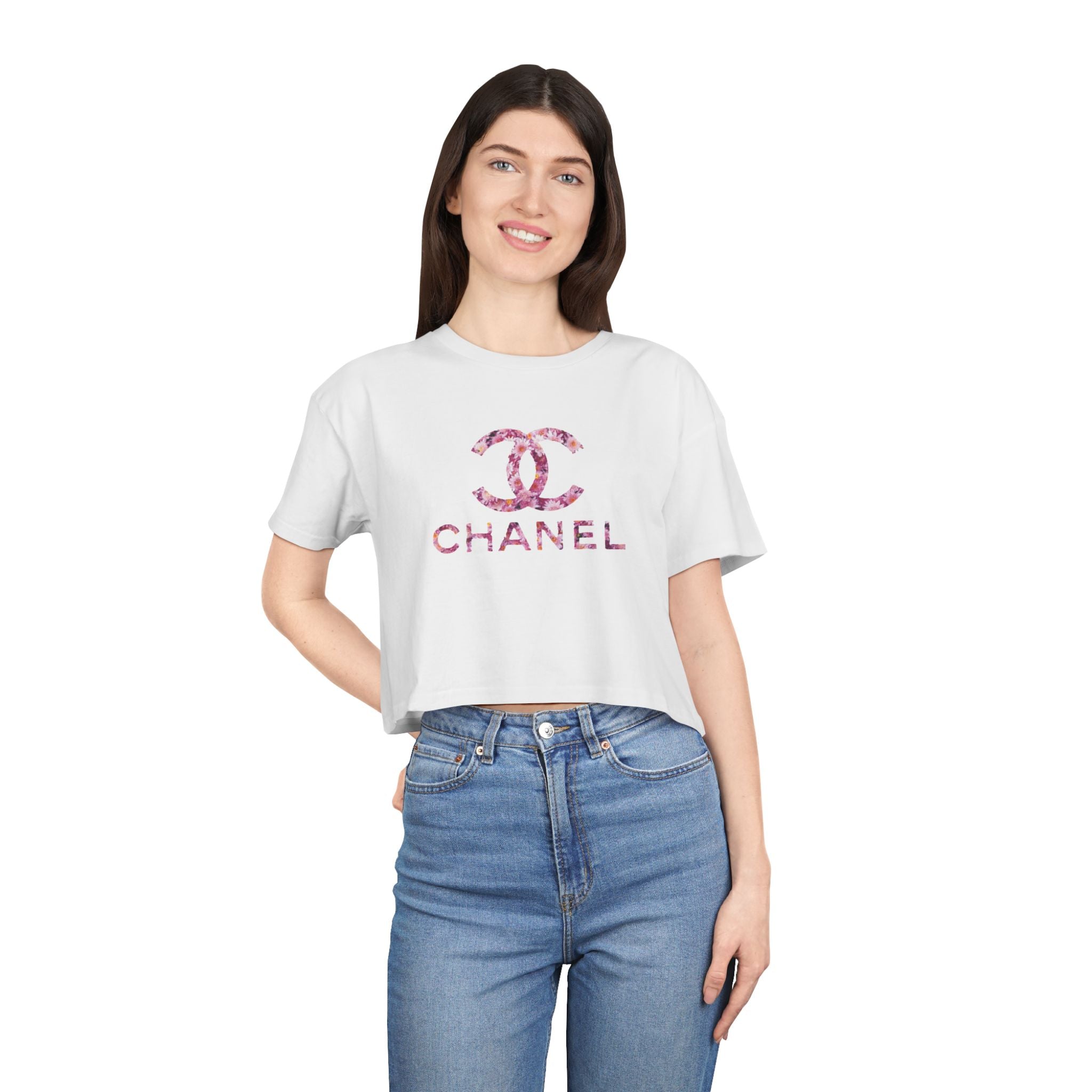 Women's Chanel Glitter Crop Tee